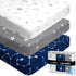 Fitted Unisex Crib Sheets (3 Pack) by GROW WILD - Jersey Knit Cotton Crib Sheets for Boys or Girls, 52” x 28” x 9” Crib Bedding Set (Moon, Stars a...