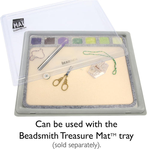 The Beadsmith Seed Bead Treasure Mat – 14” x 11” (35.6 x 27.9cm) – Soft Surface, 7 Compartments, Raised Border – Perfect for Working on Seed Bead ...