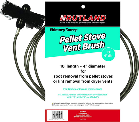 Rutland 4-Inch Pellet Stove/Dryer Vent Brush with 10-Feet Handle...