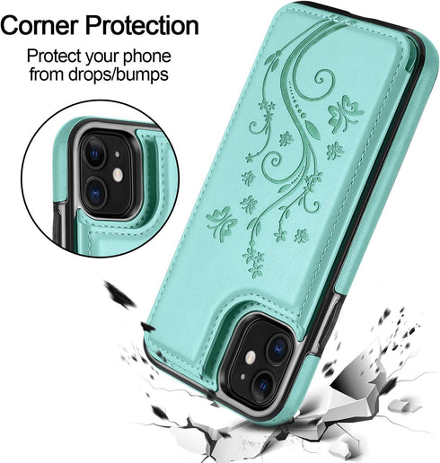 HianDier Wallet Case for iPhone 11 6.1-inch Slim Protective Case with Credit Card Slot Holder Flip Folio Soft PU Leather Magnetic Closure Cover fo...