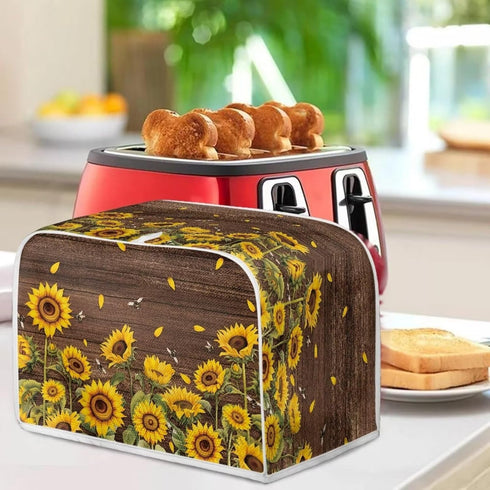 Sunflower Print Toaster Cover Dustproof Bread Maker Cover Toaster Accessories, Universal 2 Slice Oven Cover Appliance Cover Toaster Dust, Washable...