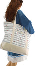DALIX 22" Shopping Tote Bag in Heavy Cotton Canvas (Zippered Top) Gray Flamingo...