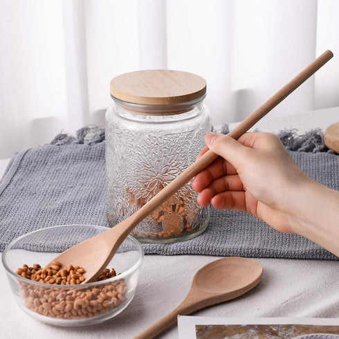 HANSGO 3PCS Long Handle Wooden Cooking Spoons, 10 Inch Long Wooden Spoons Wooden Tasting Spoons Large Cooking Spoons...