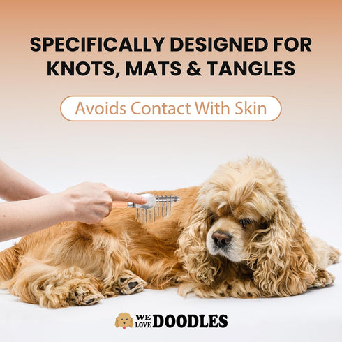Dog Dematting Brush & Rake, Detangler Brush For Dogs, Comb Tool For Grooming, Best For Doodles, Poodles, Goldendoodles, Cats & Other Pets, Matted ...