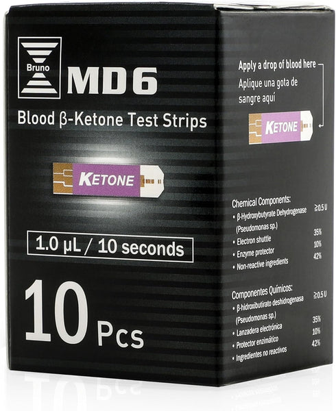 Box of 10 Ketone Test Strips to Use with Our MD6 Blood Monitoring System | Stay in Ketosis and Get The Best Results with Accurate Keto Counts Whil...