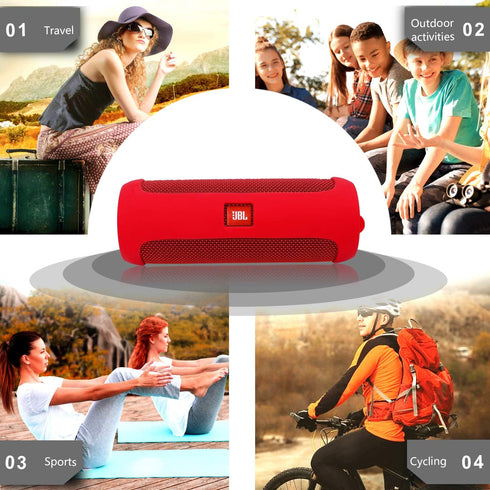 LTGEM Silicone Carrying Travel Case for JBL FLIP 5 Waterproof Portable Speaker with Extra Carabiner - Red...
