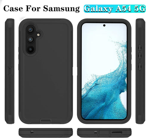 Qinmay for Galaxy A54 5G Case,Samsung Galaxy A54 5G Case with HD Screen Protector (2 Pack),Samsung A54 5G Case Durable Shockproof 3-Layer Heavy Du...