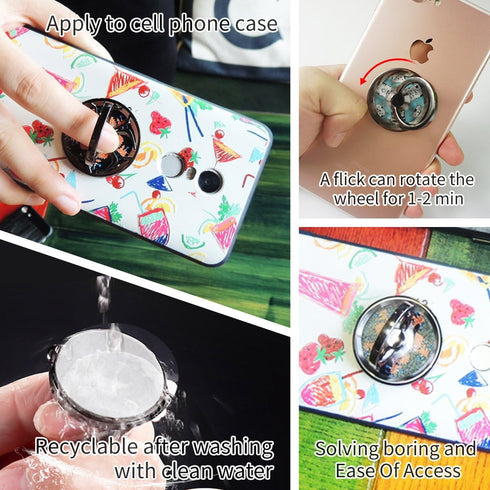 Anti-Anxiety Finger Ring Stand, ebulous 360° Rotation Spinner Mobile Cell Phone Ring Stand Holder with Grip Kickstand Universal [Washable/Reusable...