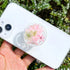 Pressed Pink Flowers Phone Grip,Handmade Dried Flowers Clear Phone Stand, Expanding Cell Phone Charms Accessory, Interchangeable Kickstand, Collap...