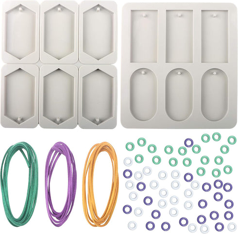 EUPNHY 2pcs Silicone Wax Sachet Molds Scented Wax Tablets Molds-Including 3pcs 40 inches Rawhide Rope and 60pcs Bails. (Combination 02)...