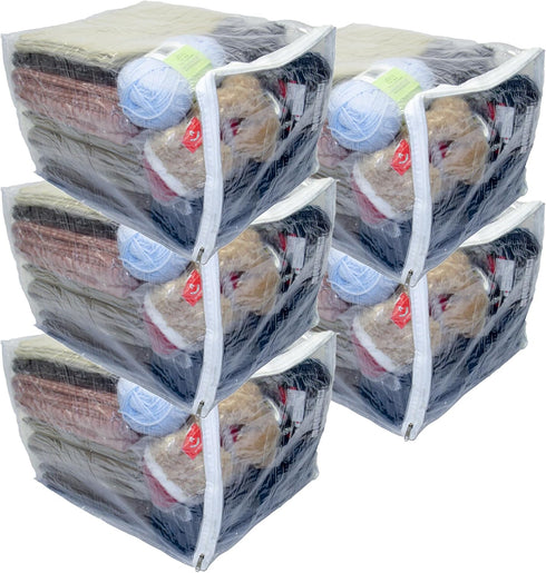 X-Large (15" x 18" x 12") Heavy Duty Vinyl Zippered Storage Bags (Clear) for Sweaters, Blankets, Comforters, Bedding Sets (14 Gallon) 5-Pack...
