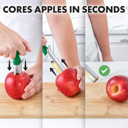 Zulay Premium Apple Corer - Easy to Use Durable Remover for Pears, Bell Peppers, Fuji, Honeycrisp, Gala and Pink Lady Apples - Stainless Steel Cup...