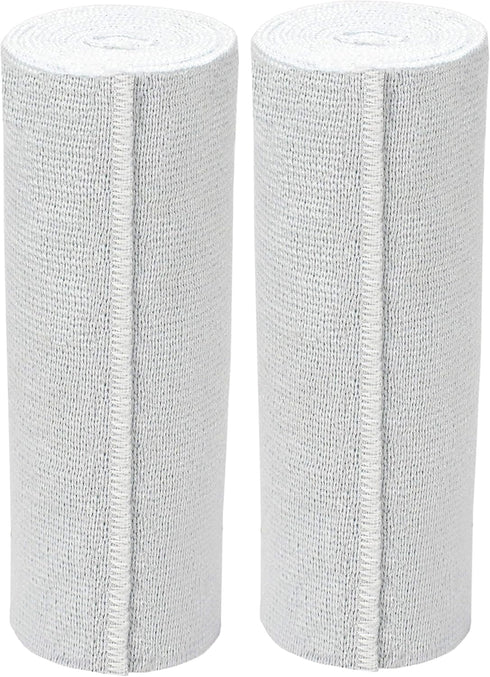Premium Elastic Bandage Wrap (6" Wide, 2 Pack) - Made of USA Grown Cotton - Hook & Loop Fastener at One End - GT Latex Free Hypoallergenic Compres...