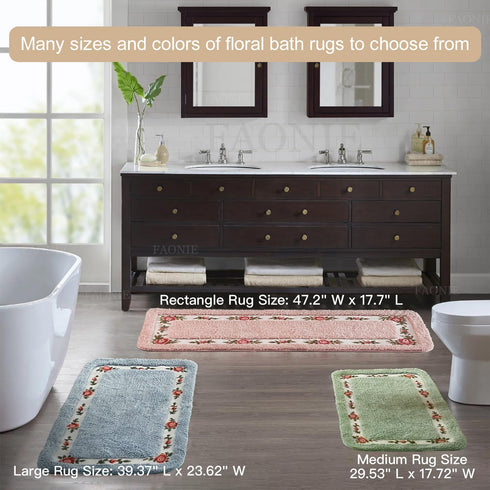 Pretty Floral Rural Style Romantic Rose Flower Rug Shaggy Area Rugs Soft Non-Slip Doormat Floor Mat Bath Mat Bathroom Shower Rug Bedroom Living Ro...