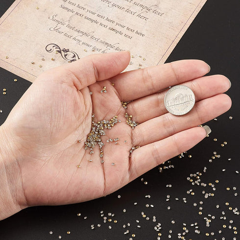 Fashewelry 2mm Pointed Back Clear Glass Rhinestone 1440Pcs Faceted Diamond Loose Stone with Golden Back Mini Crystal Diamante Gems for Nail Art Cr...