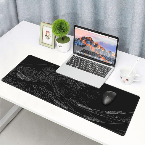 Japanese Sea Wave Extended Big Mouse Pad Large,XL Gaming Mouse Pad Desk Pad,31.5x11.8inch Long Computer Keyboard Mouse Mat Mousepad with 3mm Non-S...