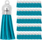 Mandala Crafts 100 Pcs Peacock Blue Faux Suede Tassels Bulk Keychain Making Supplies - Small Leather Tassels for Charms, Jewelry Making, and DIY C...