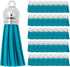 Mandala Crafts 100 Pcs Peacock Blue Faux Suede Tassels Bulk Keychain Making Supplies - Small Leather Tassels for Charms, Jewelry Making, and DIY C...