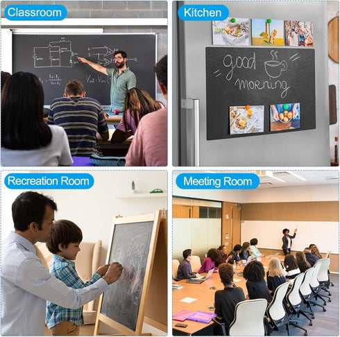 PATIKIL Magnetic Dry Erase Whiteboard Paper, 4 Pcs 12" x 8" Adhesive Dry Erase Board Sticker Round Angle Side Magnetic Whiteboard Paper for Fridge...