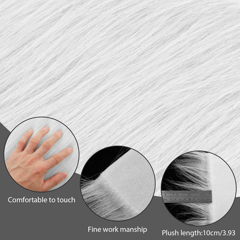 Shaggy Plush Fur Fabric Christmas Craft Fur 10 x 20inch Fuzzy Fabric Sewing Fur Cuts for DIY Crafts Halloween Winter Costume Decoration Rug Mat(Wh...
