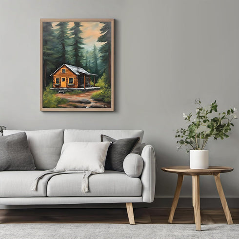 Posterizer 1 pcs- quaint village in the nature-cabins in the wild 1-Landscape & Nature Art-Floral Botanical Art- Decor for Home & Office- unframed...