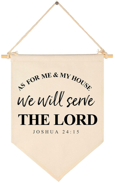 As For Me and My House, We Will Serve the Lord - Housewarming Gift - Canvas Hanging Flag Banner Wall Sign - Bible Verse Scripture Decor for New Ho...