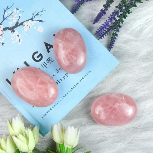 55-60mm Pink Agate Palm Stone - Worry Stone Natural Chakra Healing Reiki Polished Stone Pocket Hand Carved Crystal and Healing Stone Crystal Grid ...
