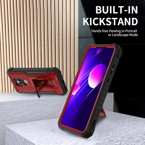 DUOPAL for Motorola Moto G Play 2021 Case, Military Grade Protection Shockproof Case with Tempered Glass HD Screen Protector and Kickstand Compati...