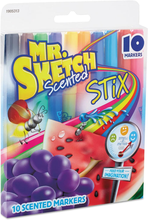 Mr. Sketch 1905313 Scented Stix Watercolor Markers, Fine Point, 10/Set...