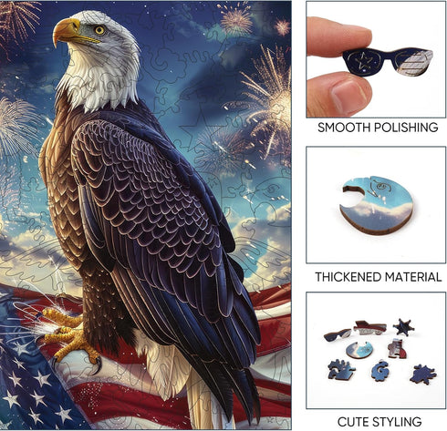 Wooden Puzzle for Adults, Eagle Flag Wooden Jigsaw Puzzles(11.2 * 11.2in-200pcs), Beautiful Wooden Puzzle with Box Birthday Gifts for Adults and K...