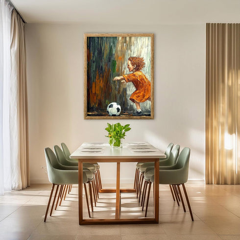Posterizer 1 pcs-classic oil paintings inspired-child playing football / soccer-Sports & Hobby Art Gifts for sports fans Decor for Home & Office- ...