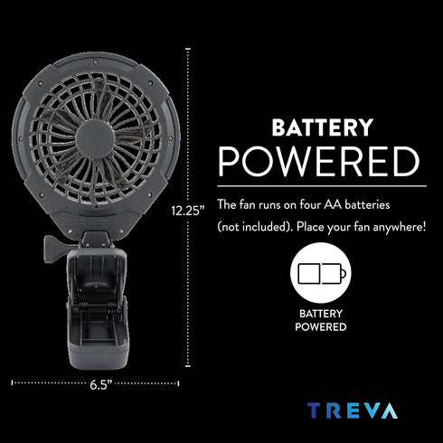 Treva 5 Inch Two Speed Battery & USB Powered Clip On Fan - Slim and Portable Cooling Travel Fan with USB - Gray...
