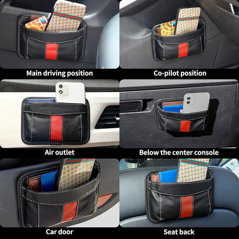 Accmor Car Side Pocket Organizer, Car Seat Pockets PU Leather Tray Pouch, Car Seat Storage Gap Filler, Phone Key Sunglasses Holder for Car Door Wi...