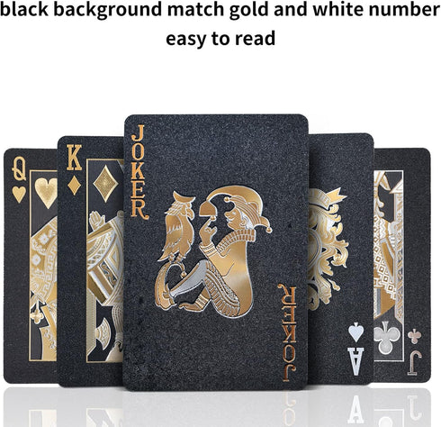 Joyoldelf Playing Cards, Black Playing Cards & Waterproof Playing Cards & Plastic Playing Cards with Box, Cool & Flexible Poker Cards/Deck of Card...