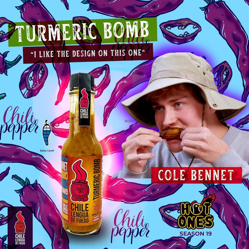 TURMERIC BOMB Exotics Hot Sauce - Turmeric and Ginger Infused, with Olive Oil and Spirits ‘El Sabrosón’, 3.5/6 Heat Level, 5 oz...