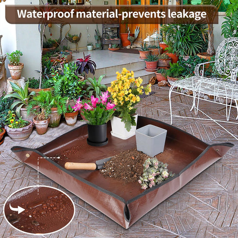 26.8"X26.8" Repotting Mat for House Plants Transplanting Control Mess, Foldable Waterproof Gardening Tray Mat Gardening Gifts for Plant Lovers...