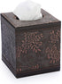 Sumnacon Square Leather Tissue Box Cover - Stylish Cube Tissue Box Holder with Magnetic Bottom, Decorative PU Tissue Box for Vanity Dresser Night ...