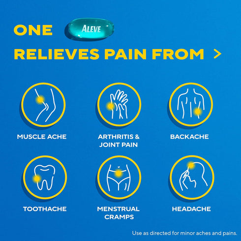 Aleve Liquid Capsules, Naproxen Sodium Capsules 220 mg (NSAID), Pain Reliever/Fever Reducer, Fast Pain Relief, 120 Count...