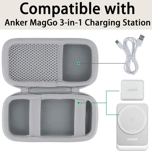 co2CREA Hard Case Compatible with Anker MagGo 3-in-1 Charging Station Qi2 Certified 15W MagSafe-Compatible Wireless Charger Stand, White Case......