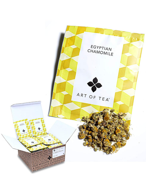Art of Tea | Organic Egyptian Chamomile Tea Bags - Caffeine Free Herbal Tea | 50 Eco Friendly Pyramid Tea Bag Sachets...