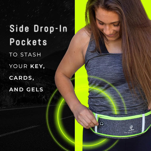 Reflective Running Light Belt with Zipper Pockets and USB Rechargeable, Night Safety Gear for Runners, Dog Walking Gear, Runners Reflective Belt F...