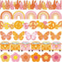 170Ft Boho Bulletin Board Borders Retro Groovy 70s Classroom Decoration Bulletin Board Decor Paper for Classroom School Office Bulletin Board Deco...