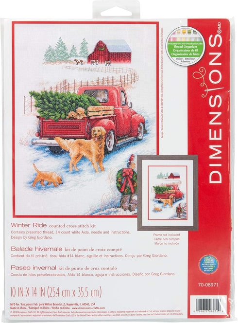 Dimensions 'Winter Ride' Counted Cross Stitch Kit, 14 Count Ivory Aida Cloth, 10'' x 14''...