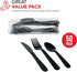 Party Essentials Individually Wrapped Black Plastic Cutlery Packets/Heavy Duty Silverware Kits, Fork/Spoon/Knife, 50 Sets...