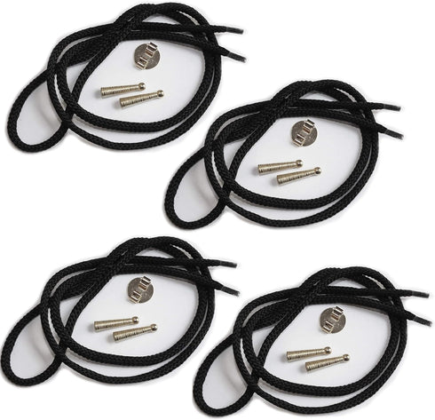 Blank Bolo Tie Parts Kit Round Slide Textured Tips Black Cord DIY Silver Tone Tone Supplies for 4 Ties...