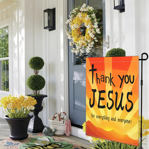 Thank You Jesus Garden Flag 12x18 Inch For Everything And Everyone Garden Flag 3ply Fabric Double Sided Christ Jesus Easter Garden Flag for Outdoo...