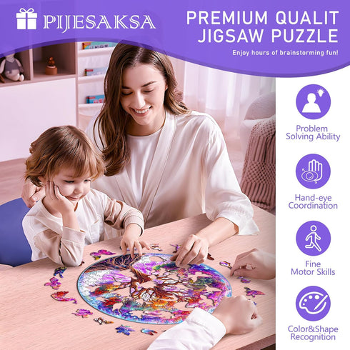 Wooden Puzzles for Adults - Dreamy Tree of Life Wooden Puzzle, Unique Shape Wooden Jigsaw Puzzles for Adults, Wood Puzzles Adult, Perfect for Birt...