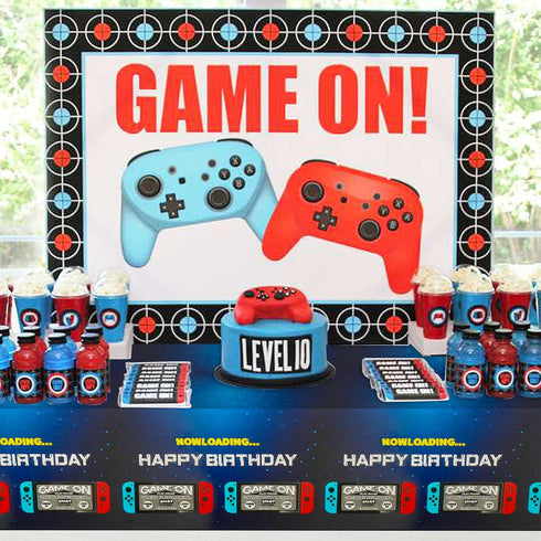 PHOGARY 3 Pack Video Game Tablecloth, Blue Gamer Birthday Decorations Disposable Plastic Rectangle Tablecloths for Kids Player Gamer Party Supplie...