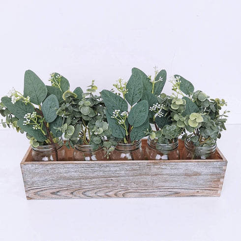 Mixed Eucalyptus Leaves Stems Bulk Artificial Eucalyptus Leaves Sprays Faux Oval Eucalyptus Leaves with White Seeds Stems for Floral Wreath Garlan...