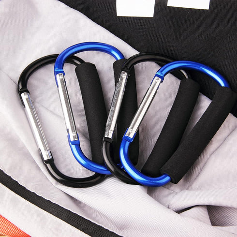 4 Pack Large Carabiner 5.5" D Style Click and Carry Bag Carrier Stroller Hooks(Black and Blue)...